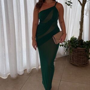 JLUXLABEL One Shoulder Green Dress